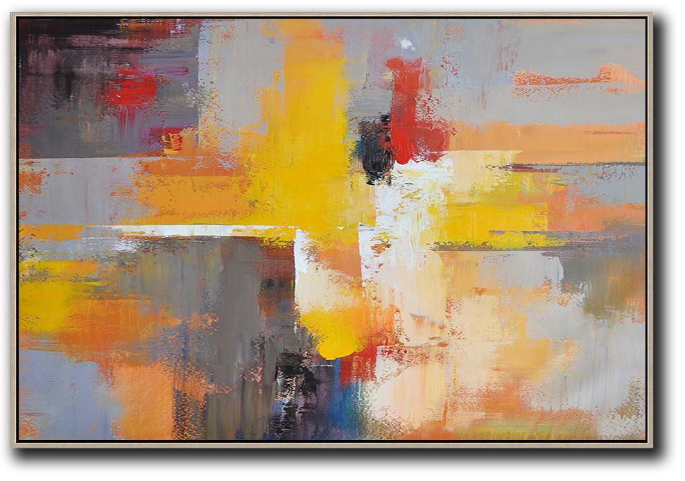 Horizontal Palette Knife Contemporary Art #L55C - Click Image to Close